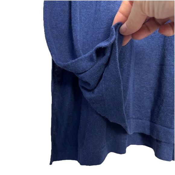 J Jill Linen Rayon Tunic Sweater Top Size XL Petite Blue Slits Lagenlook Boho - Picture 5 of 8
